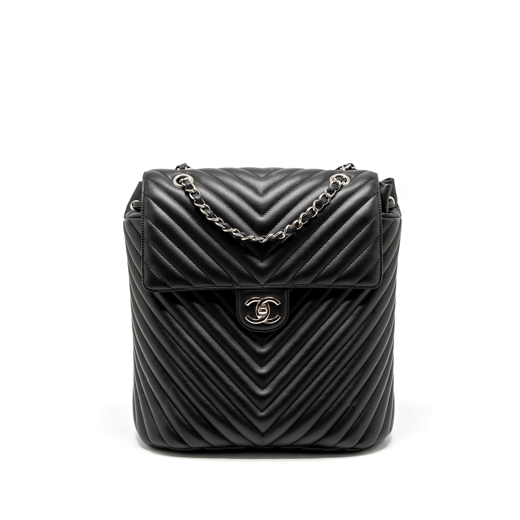 Chanel Urban Spirit Backpack Chevron Calfskin Black