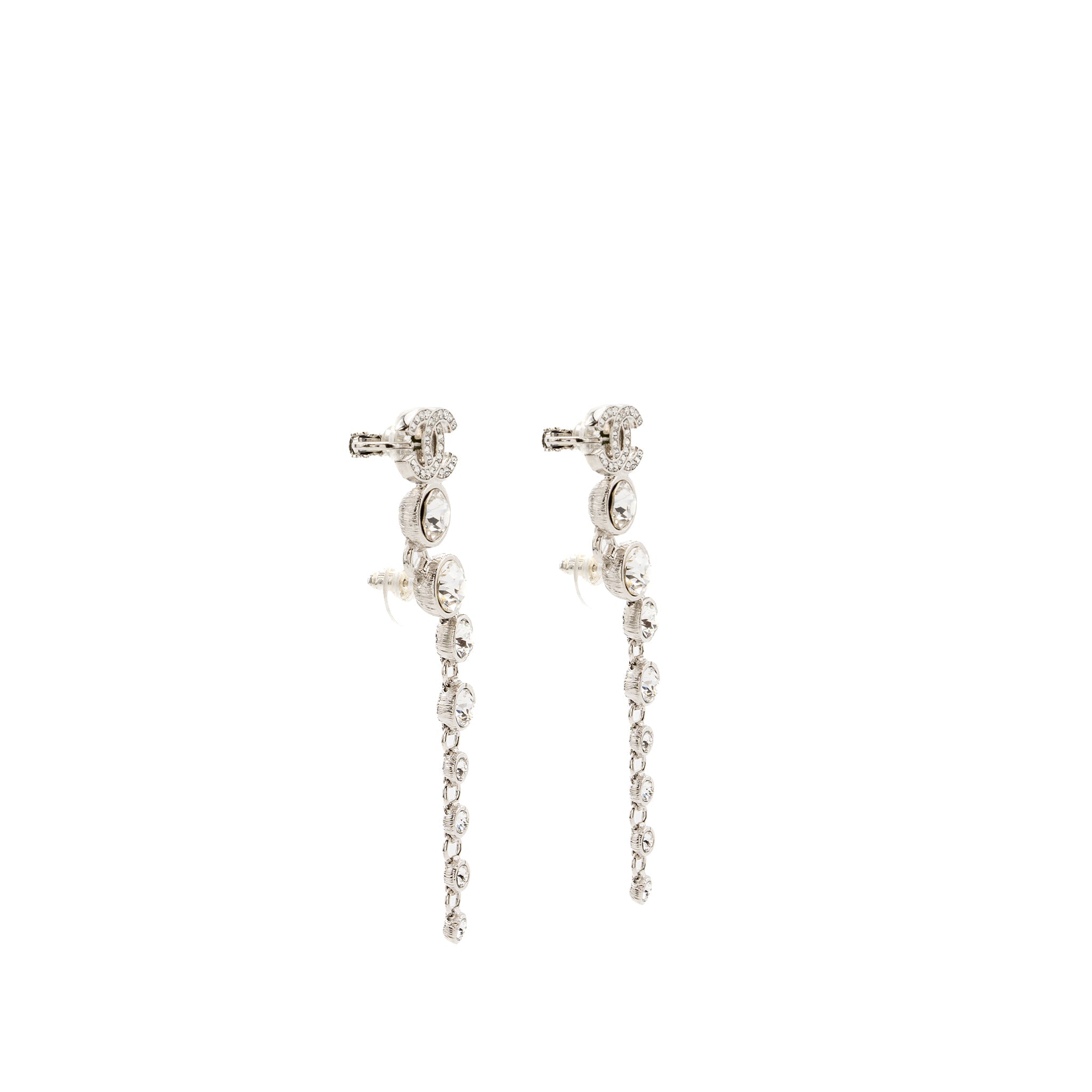 Chanel CC logo Crystal Drop Earrings