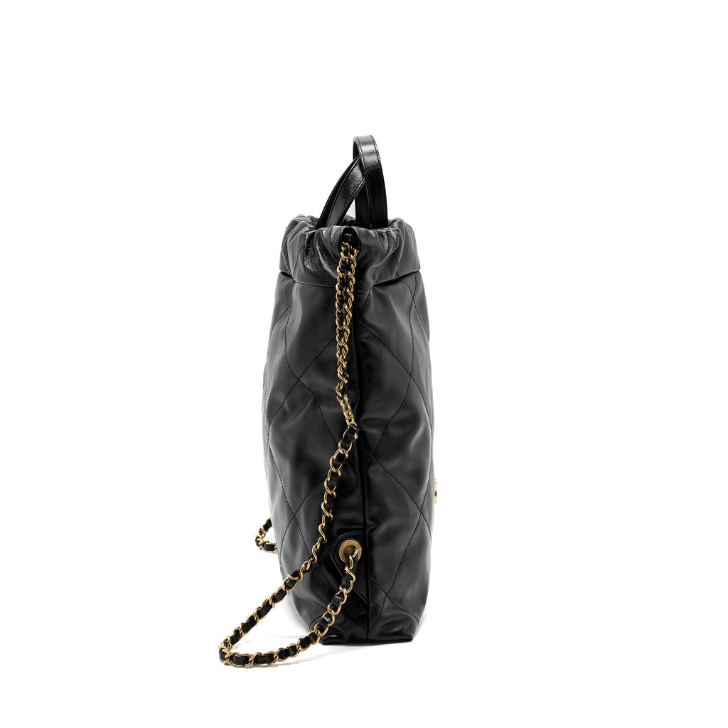 Chanel 22 Backpack Shiny Calfskin Black (Microchip)