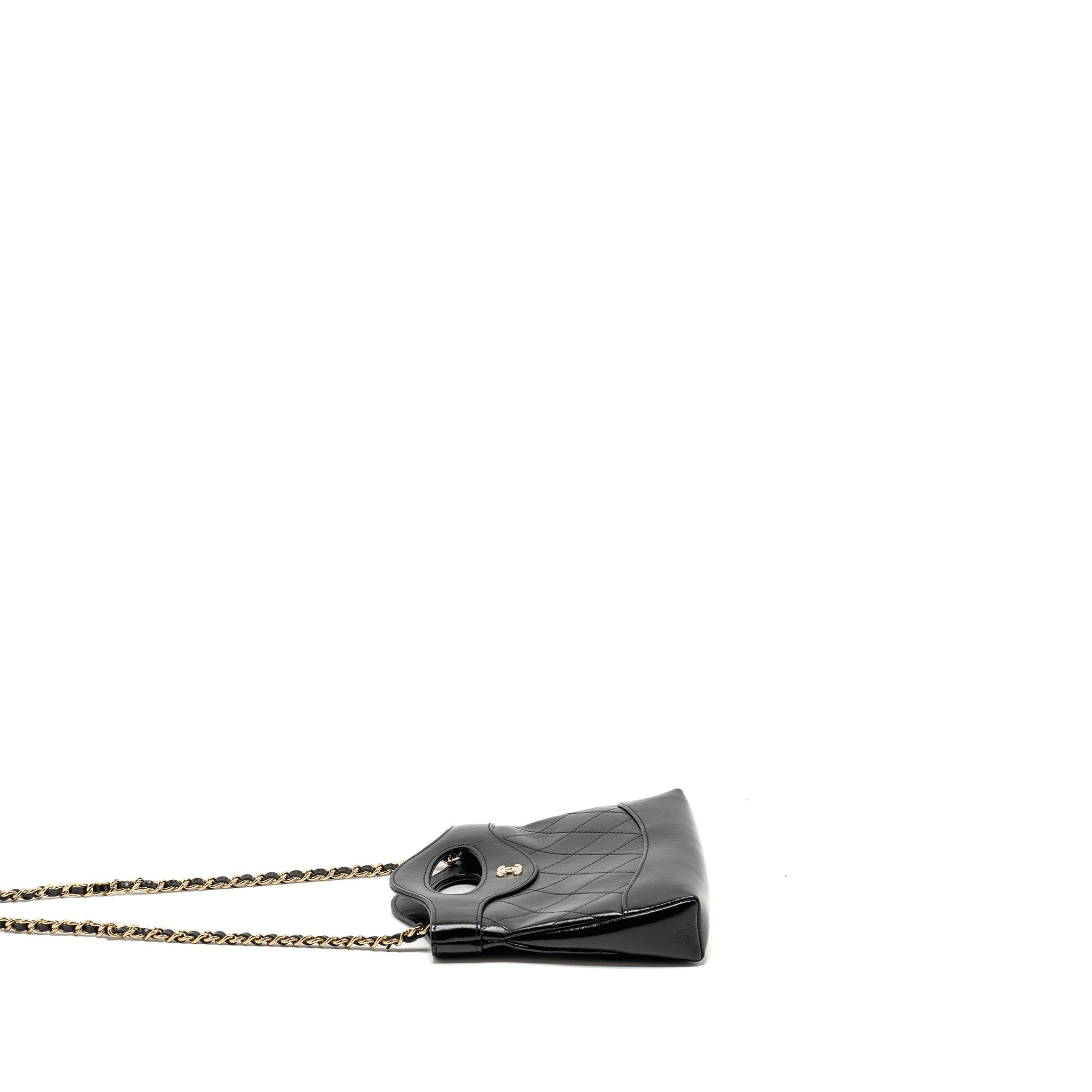 Chanel 24c Mini 31 Clutch With Chain Shiny Calfskin Black L (Microchip)