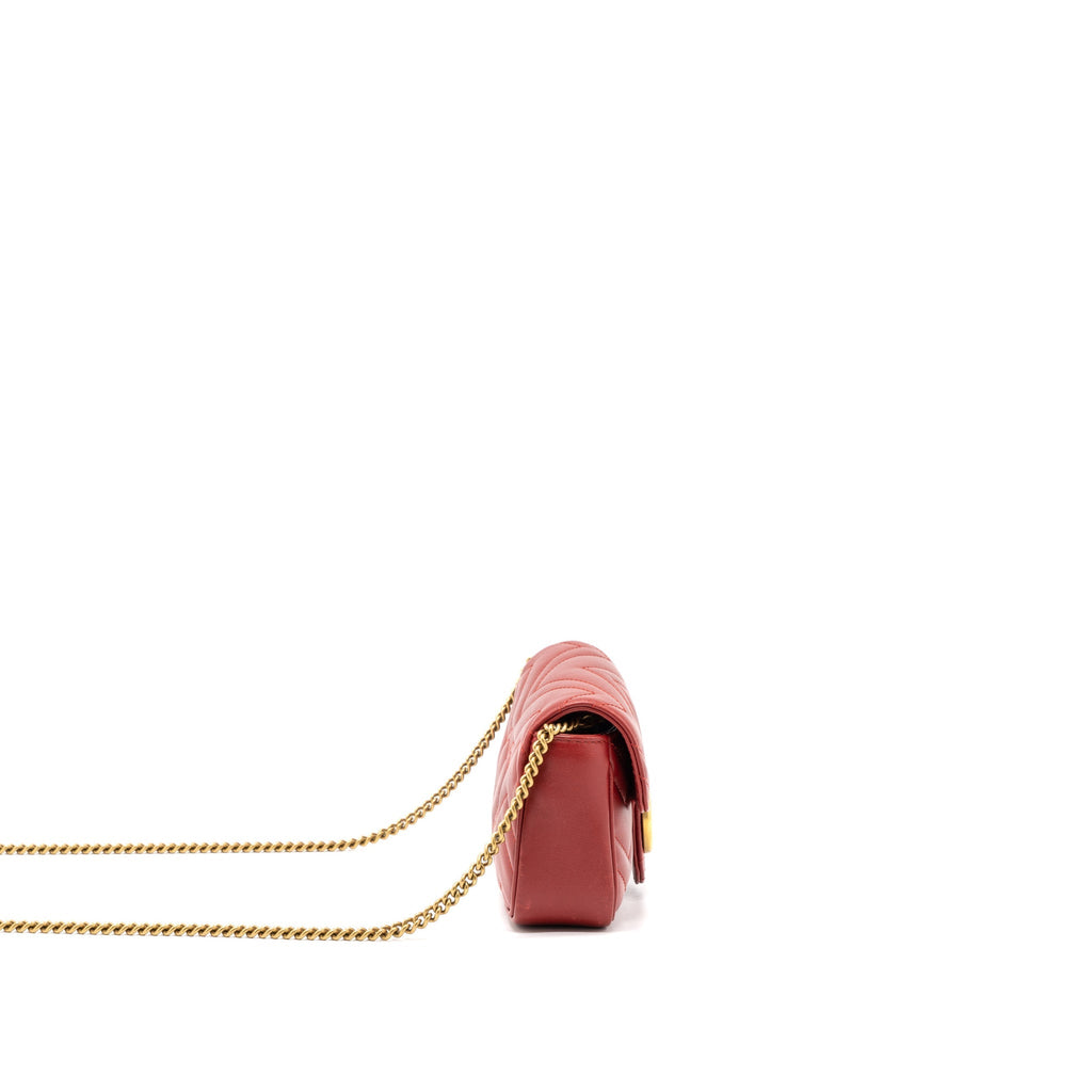 Gucci GG Marmont Super Mini Bag Matelass� Calfskin Red Brushed