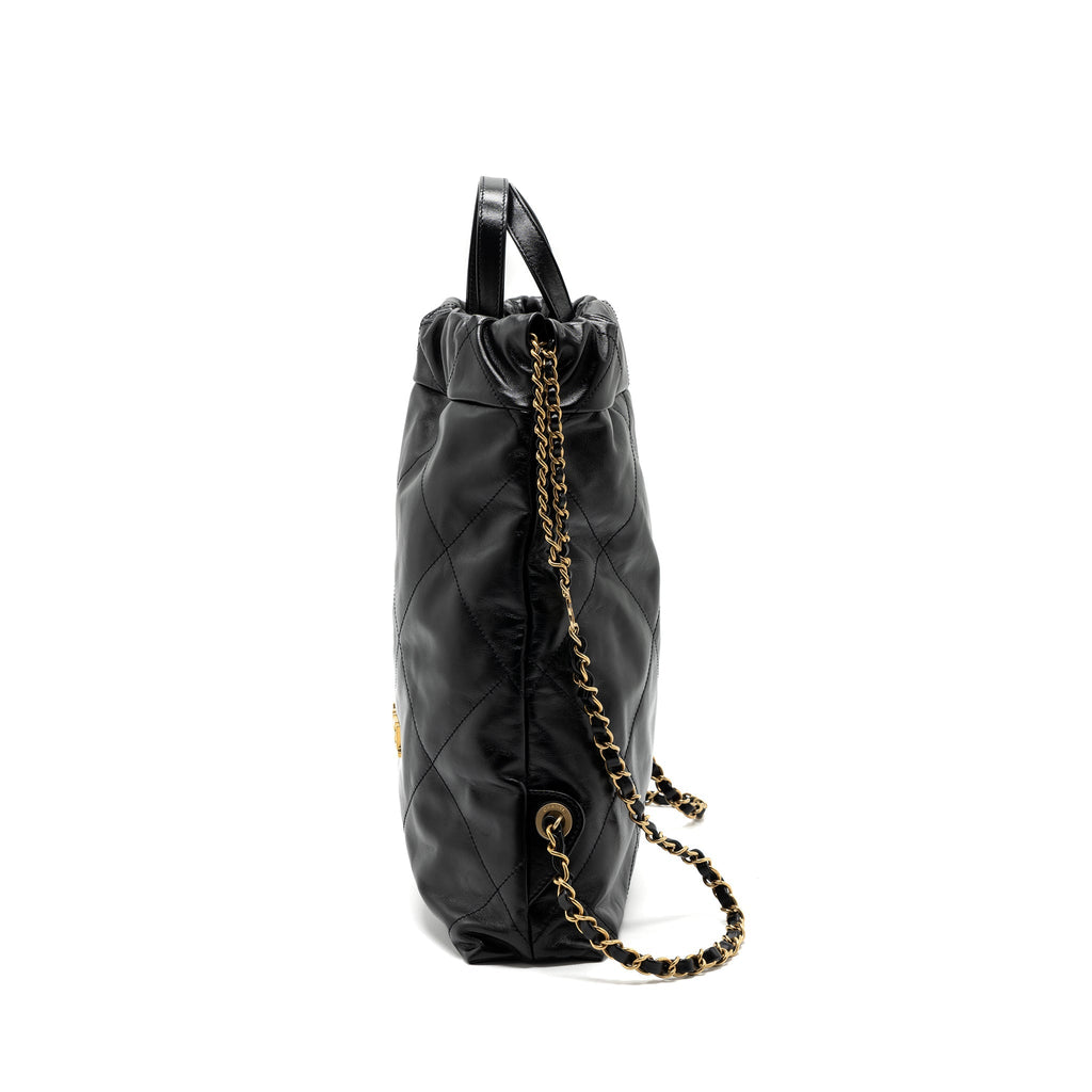 Chanel 22 Backpack Shiny Calfskin Black (Microchip)