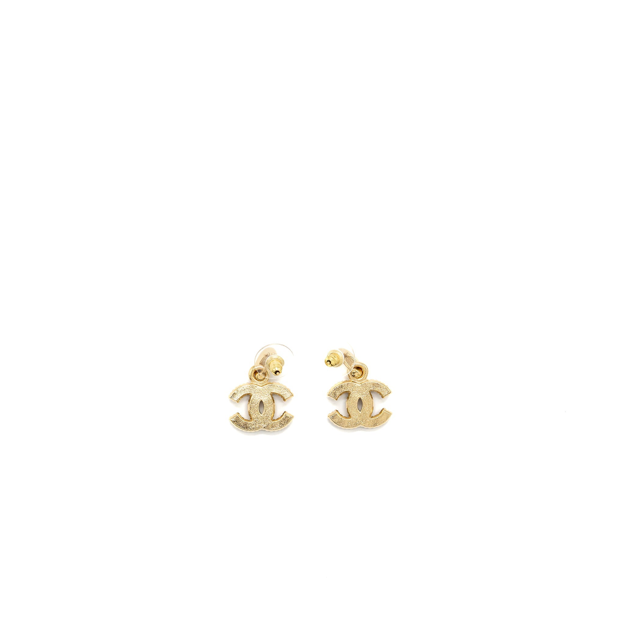 Chanel CC drop earrings dark red/ gold tone