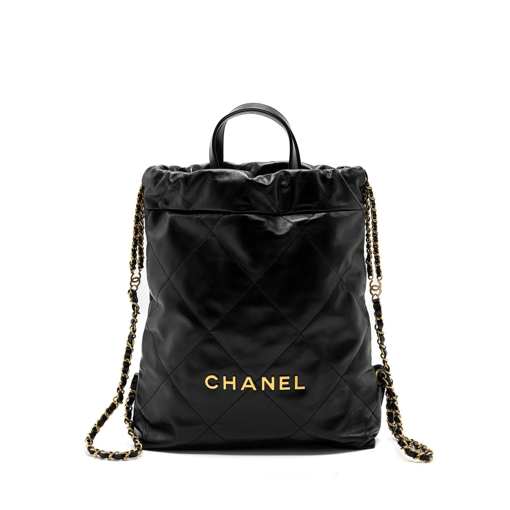 Chanel 22 Backpack Shiny Calfskin Black (Microchip)