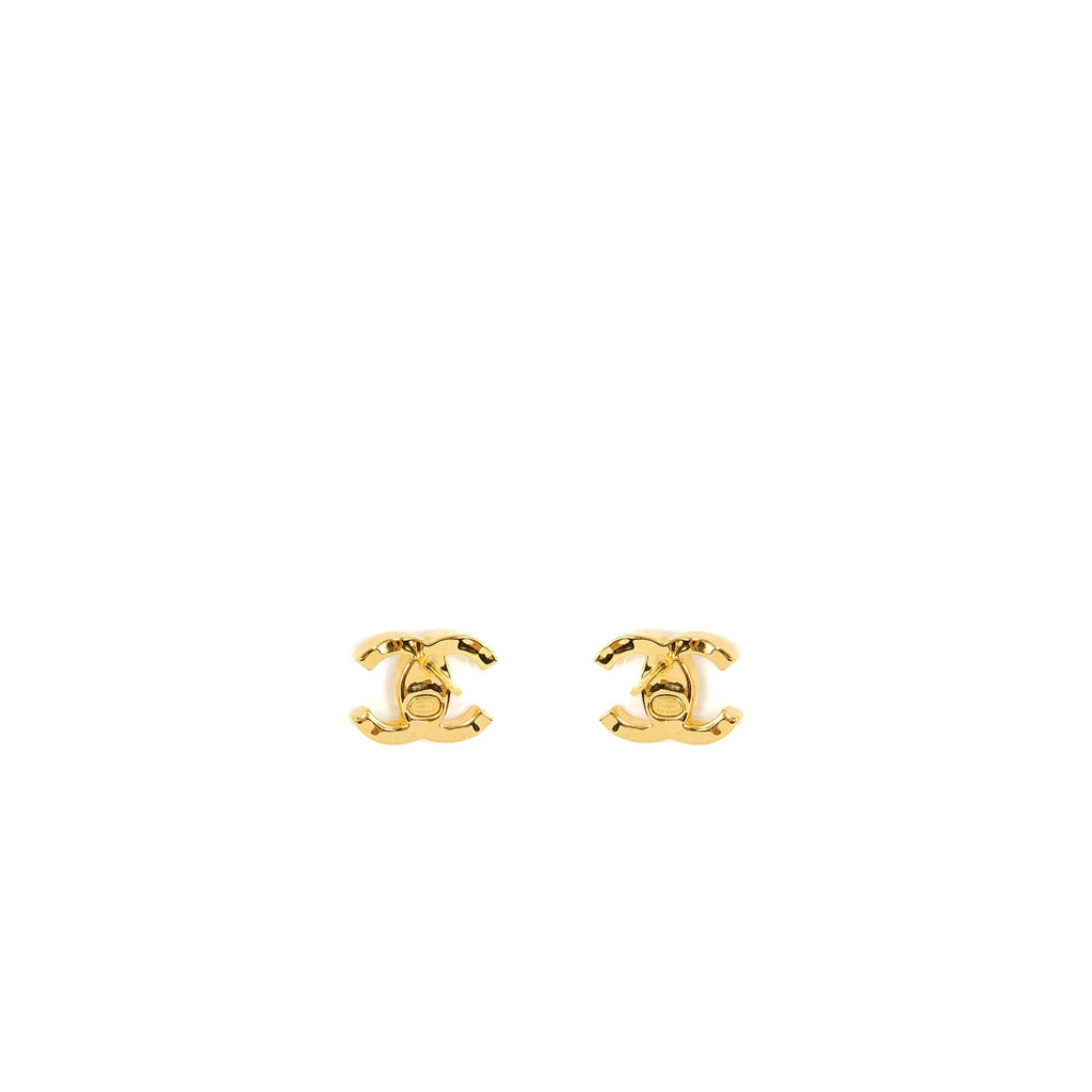 Chanel CC logo with crystal earrings gold tone