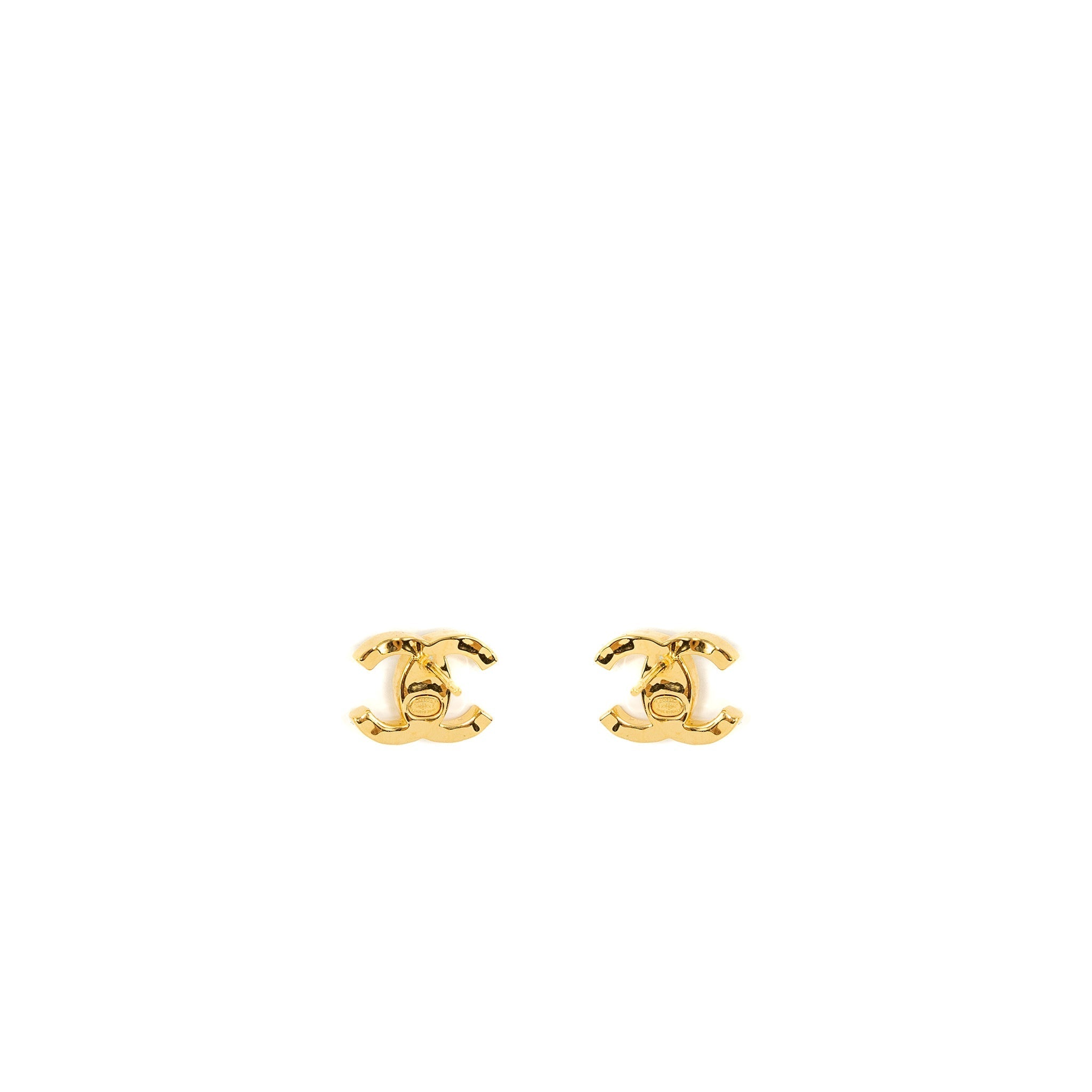 Chanel CC logo with crystal earrings gold tone
