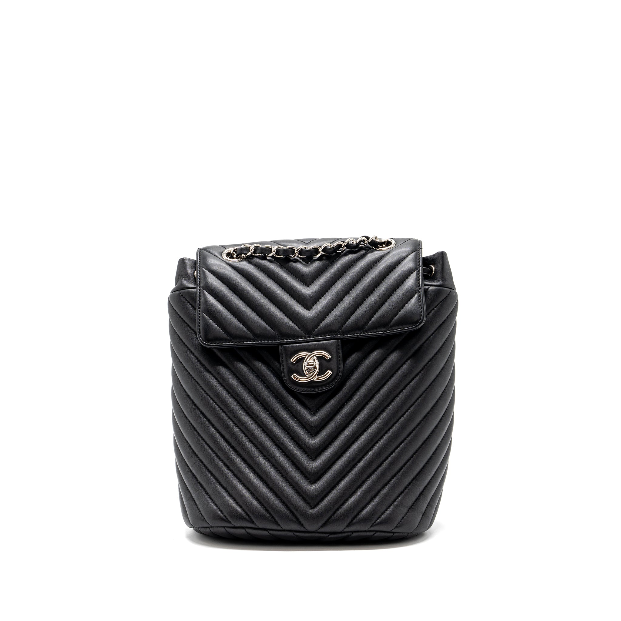 Chanel Small Urban Spirit  Backpack Chevron Calfskin Black