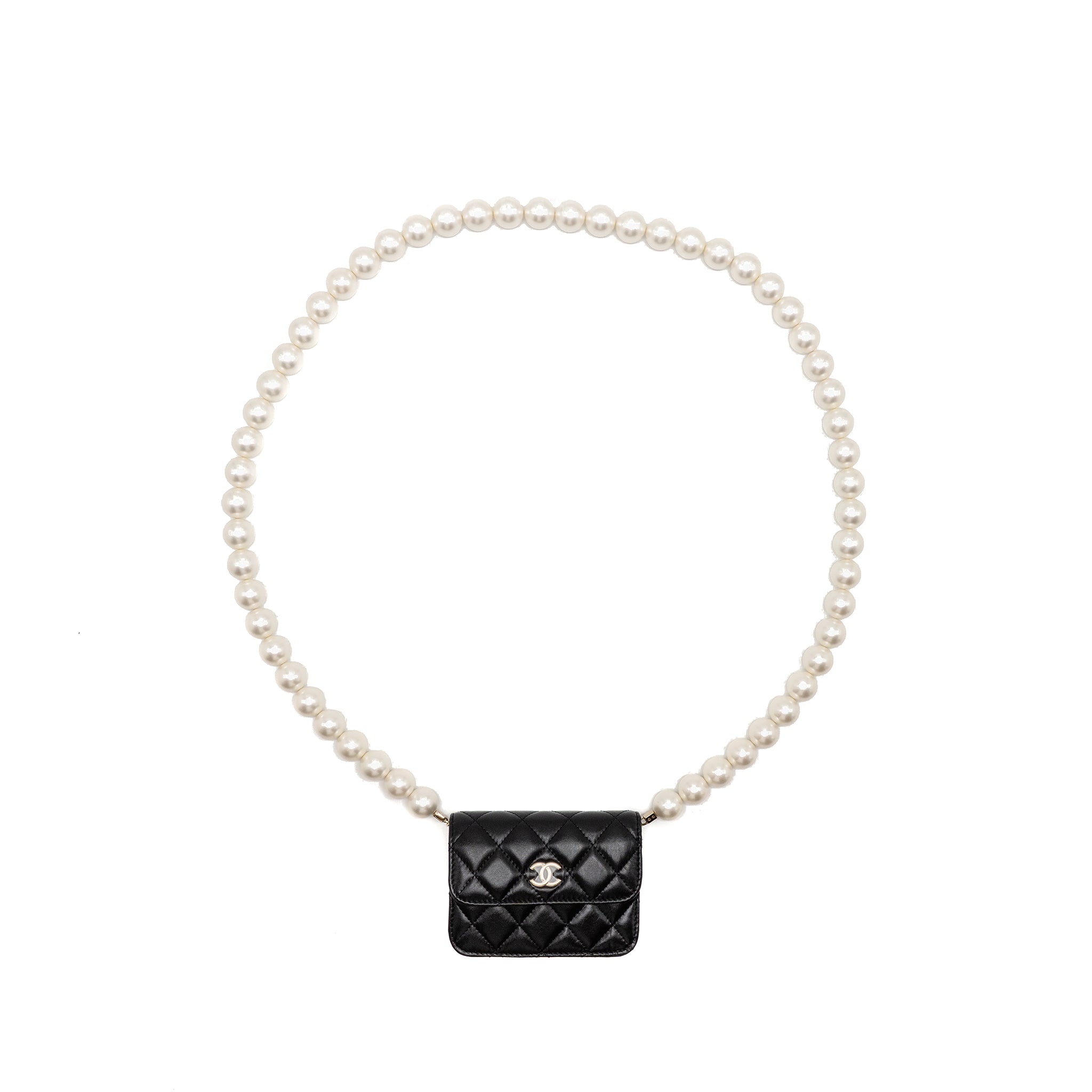 Chanel Maxi Pearl Clutch with Chain Lambskin Black