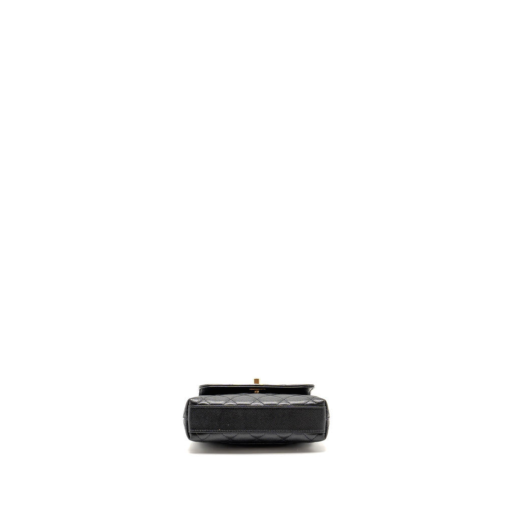 Chanel Coco Handle Clutch with Chain Caviar Black L (Microchip)
