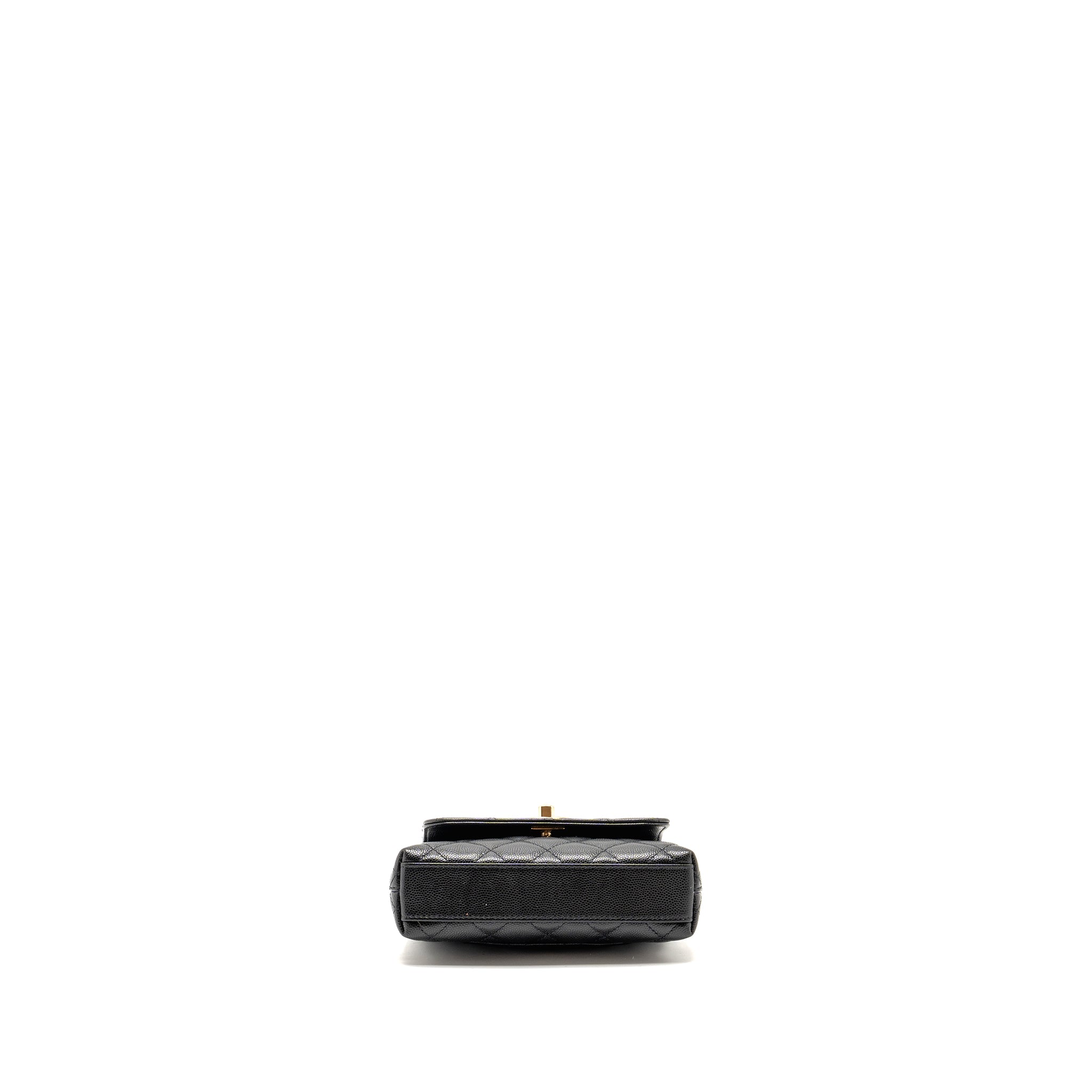 Chanel Coco Handle Clutch with Chain Caviar Black L (Microchip)