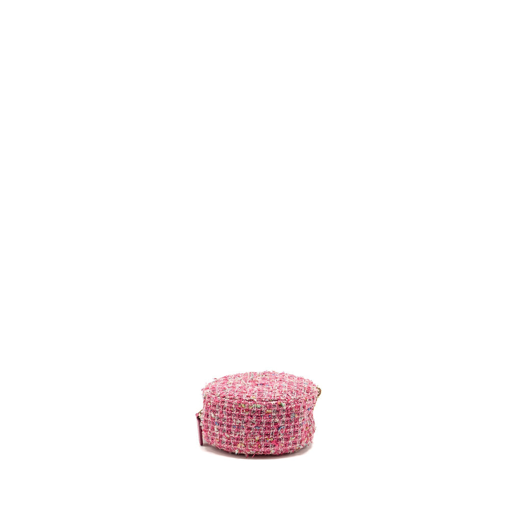 Chanel Round Clutch With Chain Tweed Pink/Multicolour L