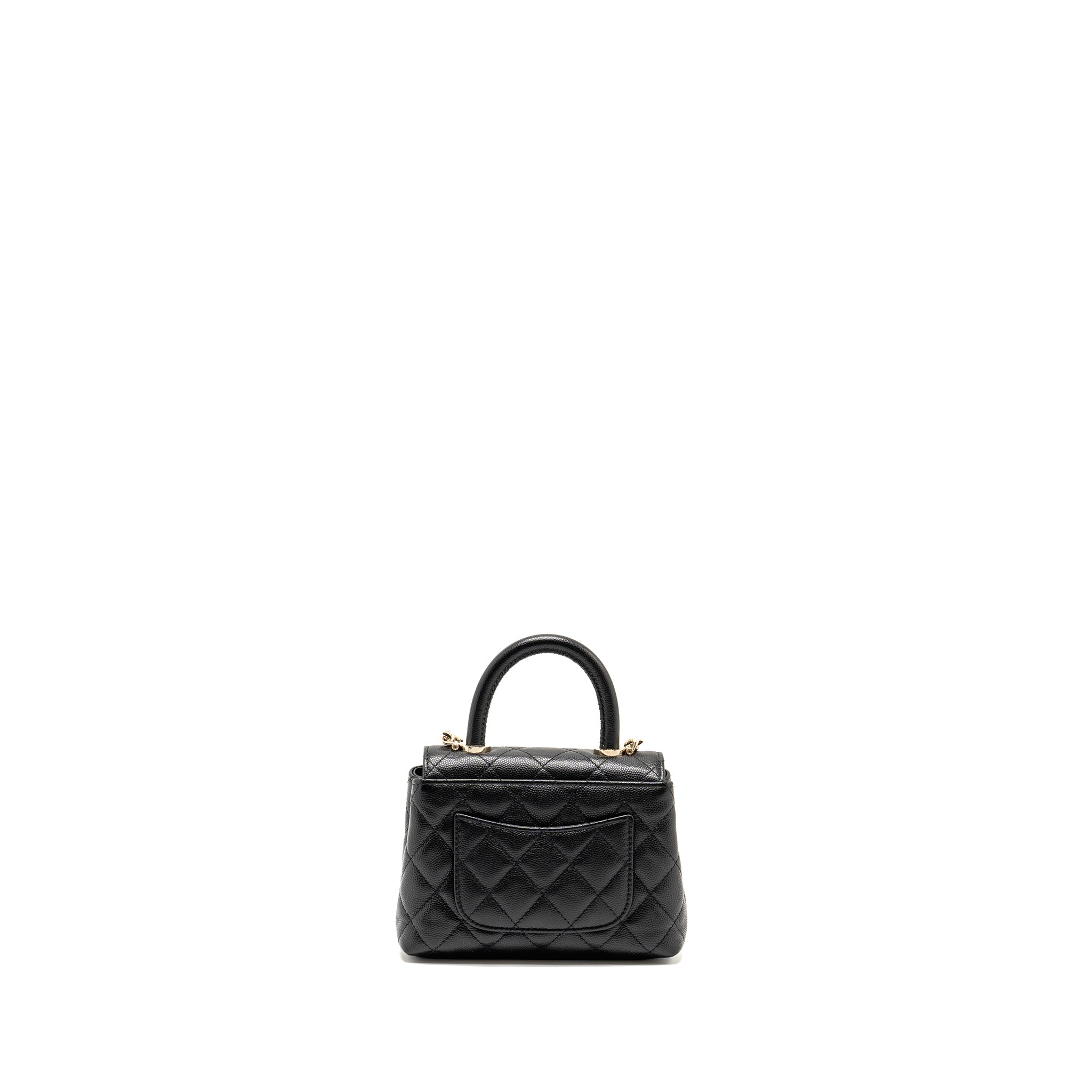 Chanel Coco Handle Clutch with Chain Caviar Black L (Microchip)