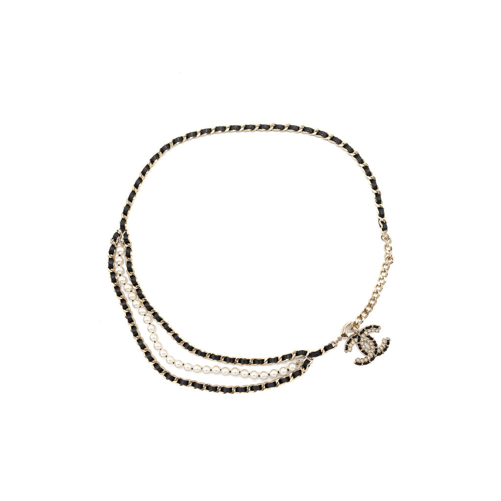 Chanel detailed CC logo chain belt black L