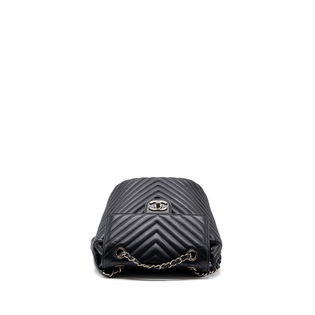 Chanel Small Urban Spirit Backpack Chevron Calfskin Black