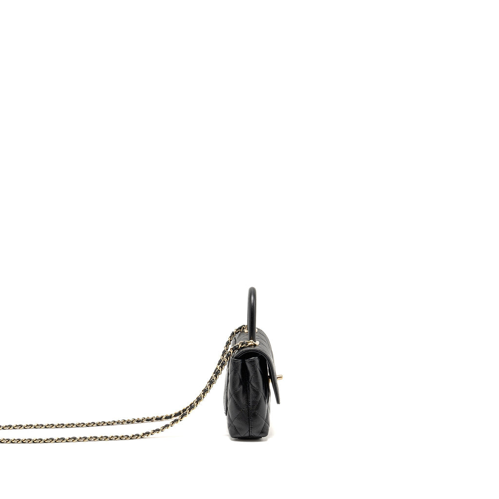 Chanel Coco Handle Clutch with Chain Caviar Black L (Microchip)