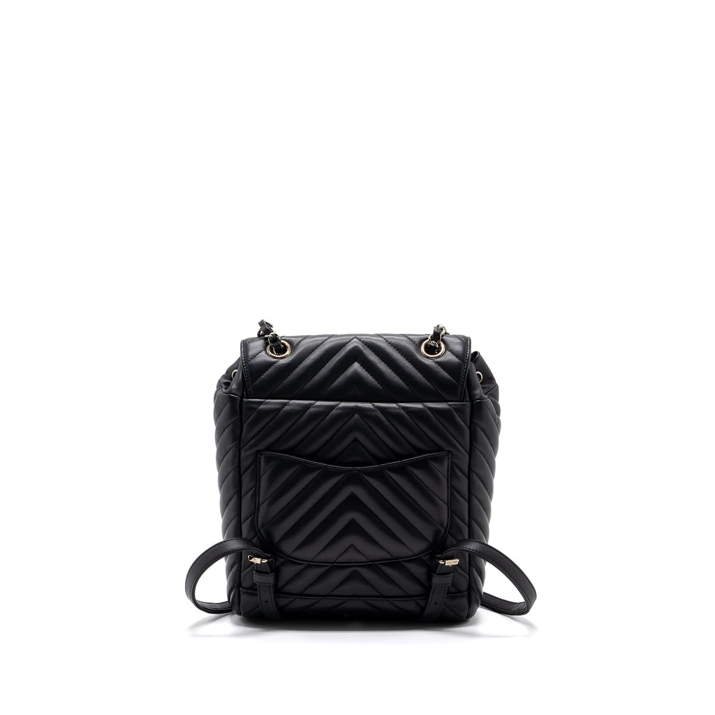 Chanel Small Urban Spirit Backpack Chevron Calfskin Black