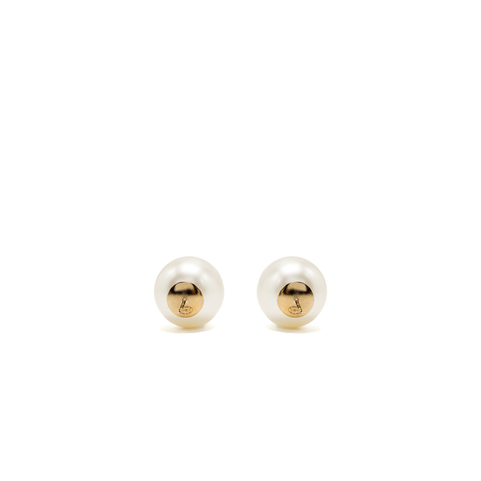 Chanel Giant Pearl Earrings Gold Tone