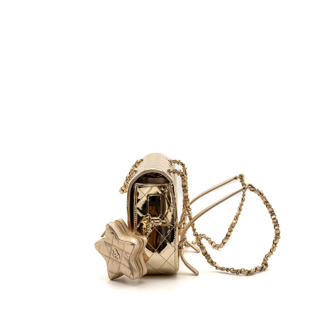 Chanel 24c Backpack With Star Patent Gold L (microchip)