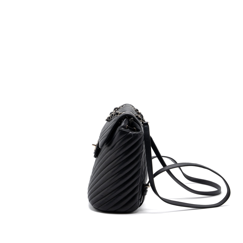 Chanel Small Urban Spirit Backpack Chevron Calfskin Black