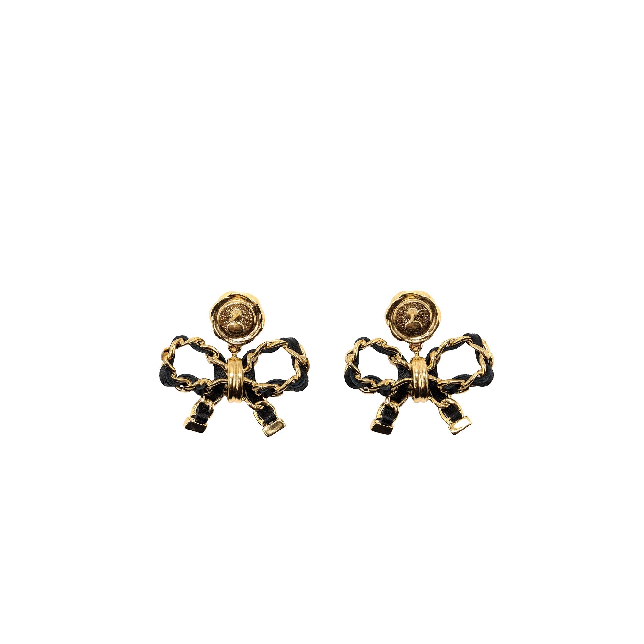 Chanel CC Logo Bow Drop Earrings Big Model L