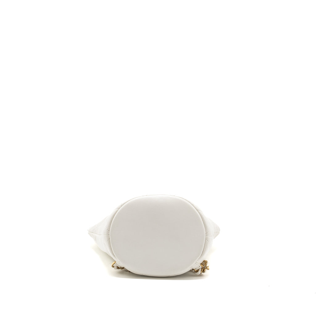 Chanel Round Handle Bucket Backpack Lambskin White
