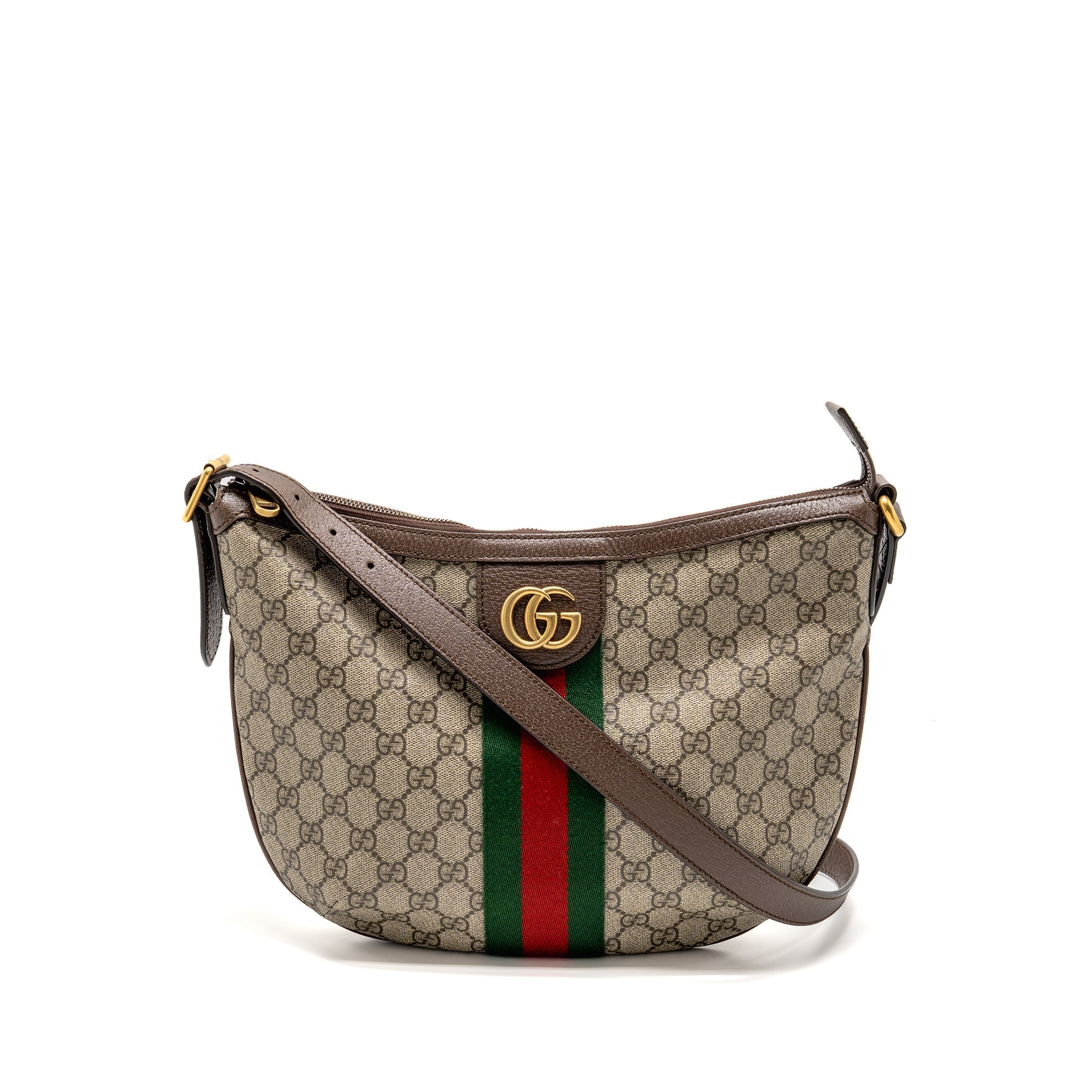 Gucci Small Ophidia Half Moon Crossbody Hobo Bag GG Supreme Canvas