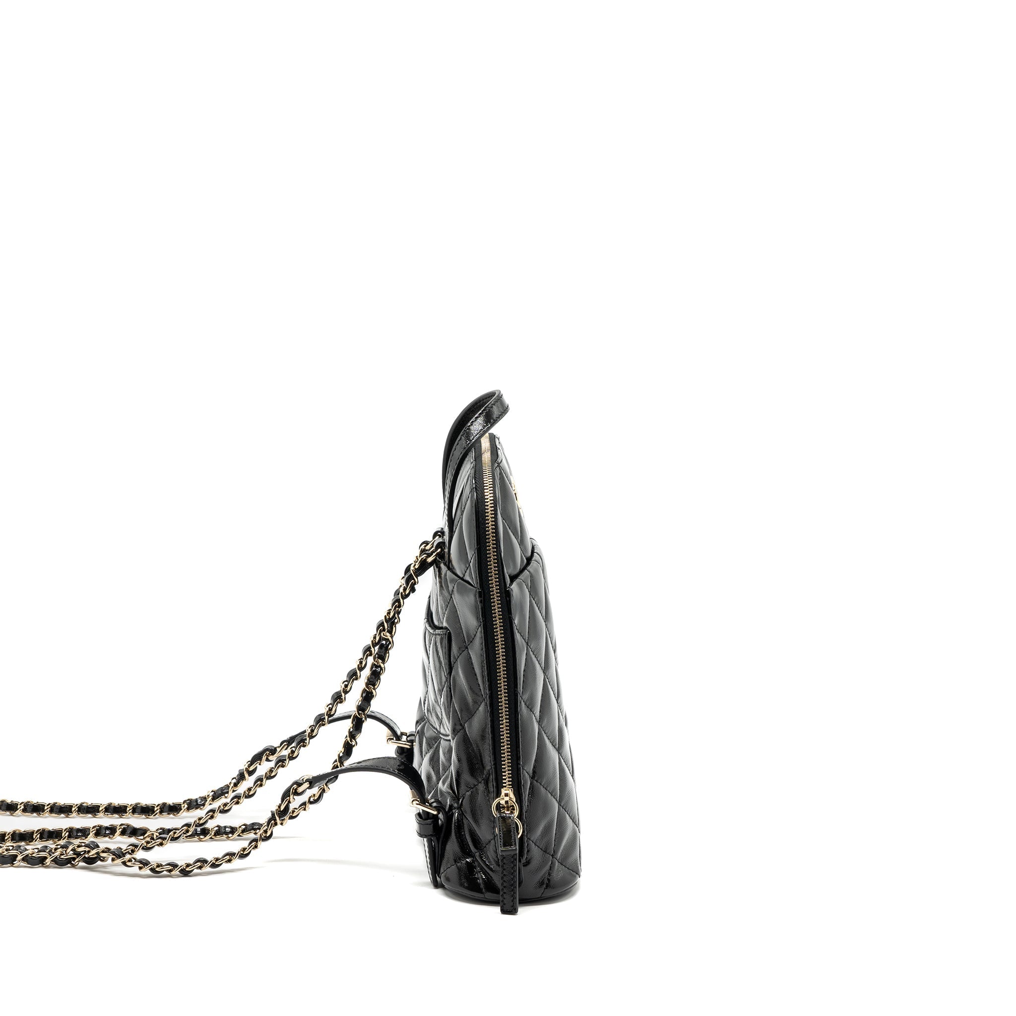Chanel 22A Backpack Patent Black L (Microchip)