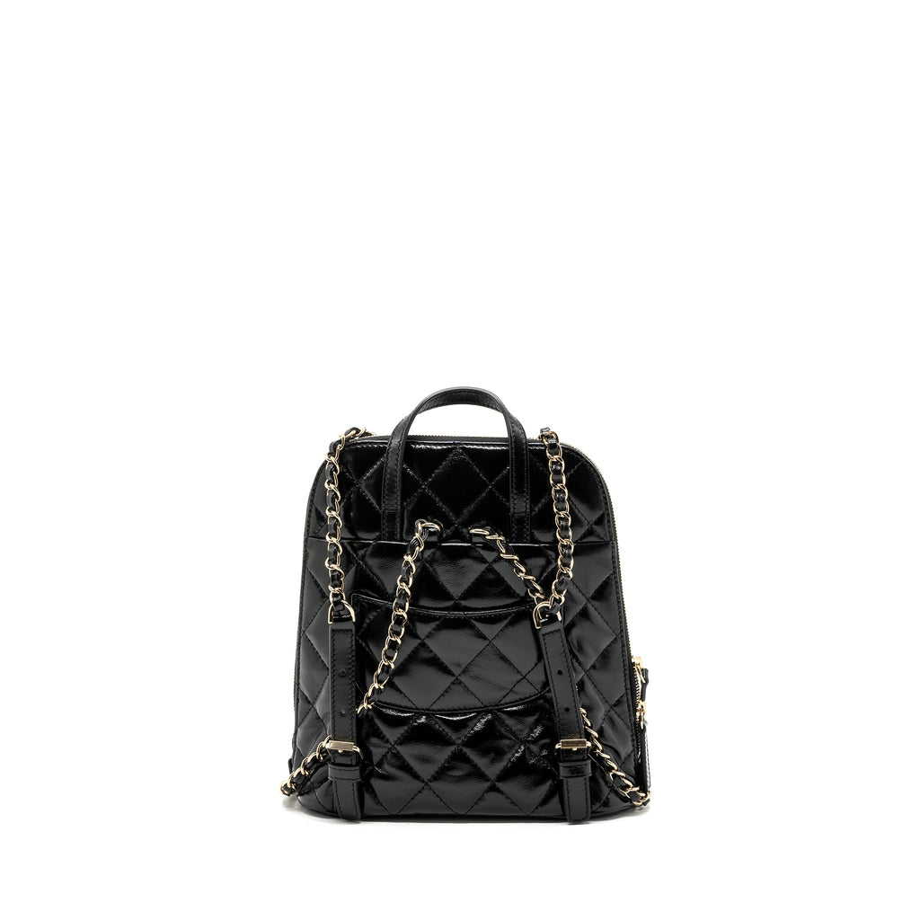 Chanel 22A Backpack Patent Black L (Microchip)