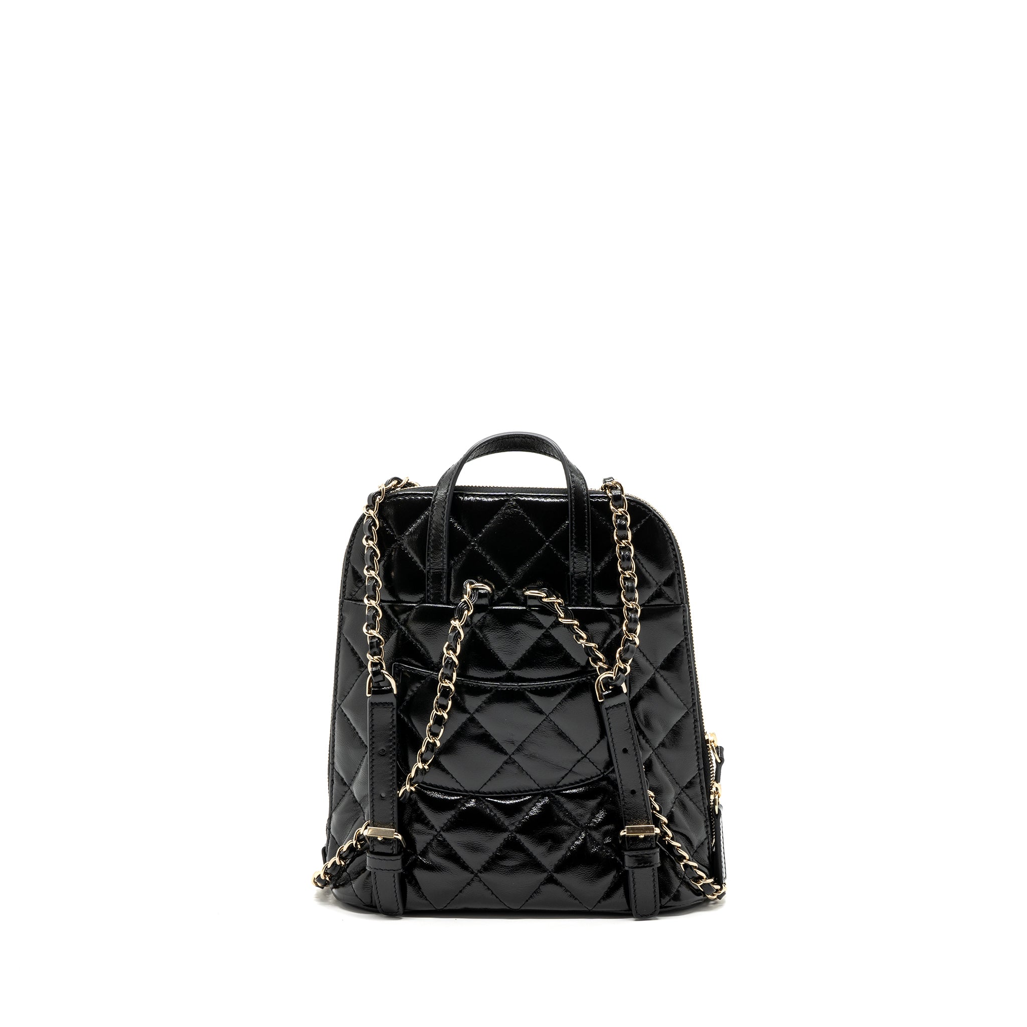 Chanel 22A Backpack Patent Black L (Microchip)