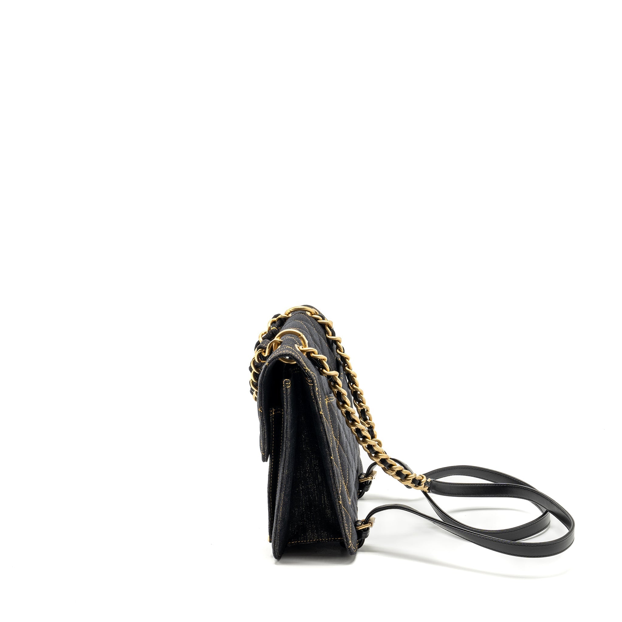 Chanel 23S flap backpack denim dark blue with brushed  (microchip)