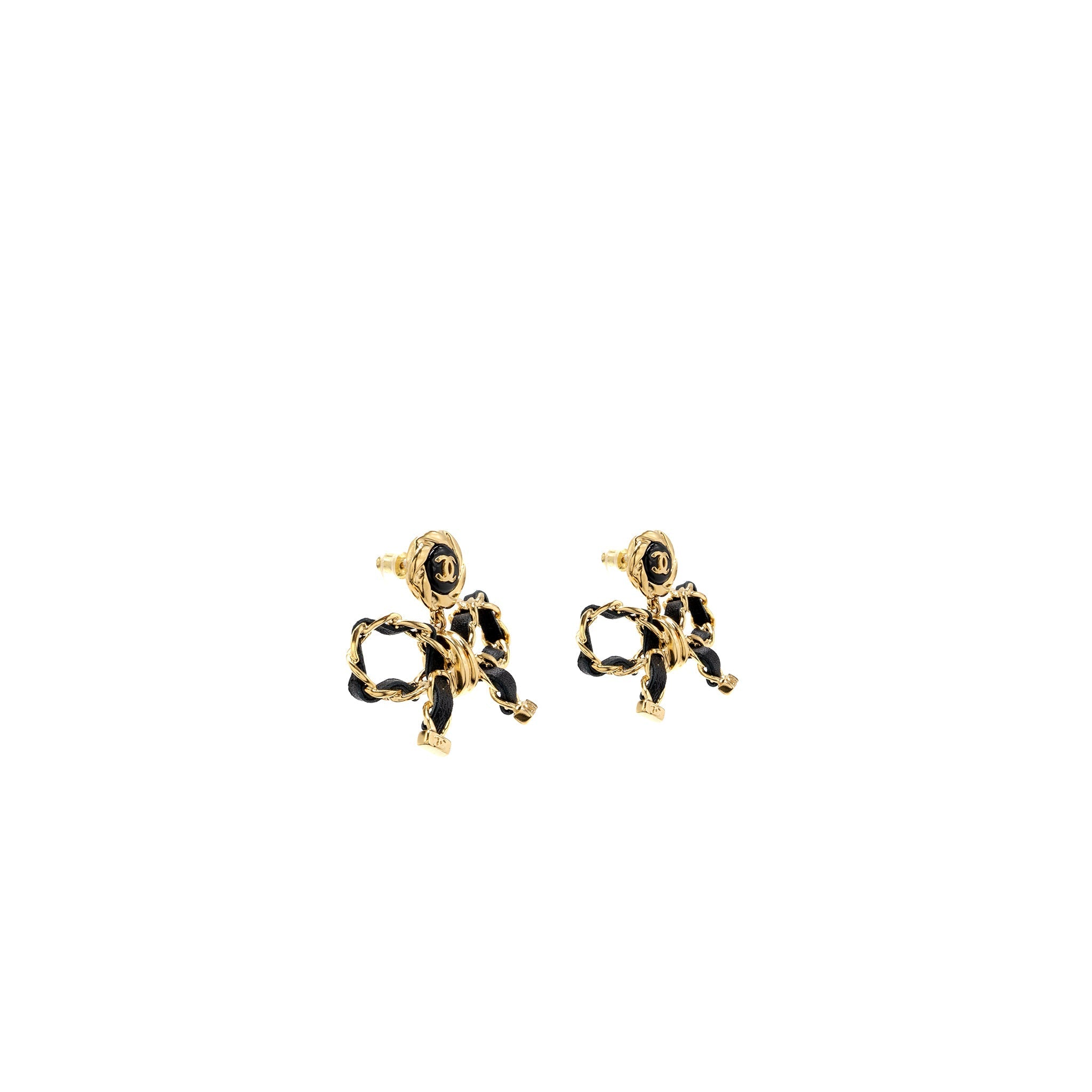 Chanel CC Logo Bow Drop Earrings Big Model L