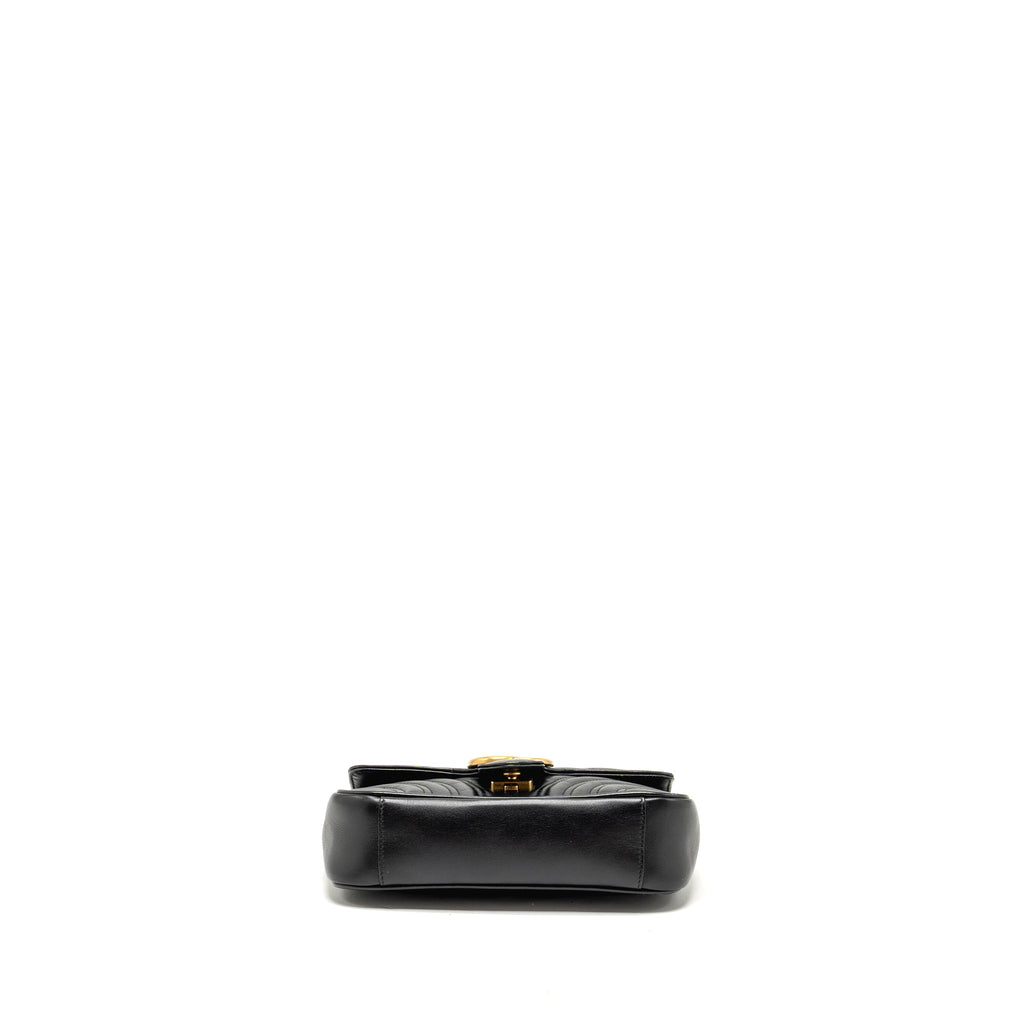 GUCCI Mini GG Marmont Shoulder Bag Calfskin Black