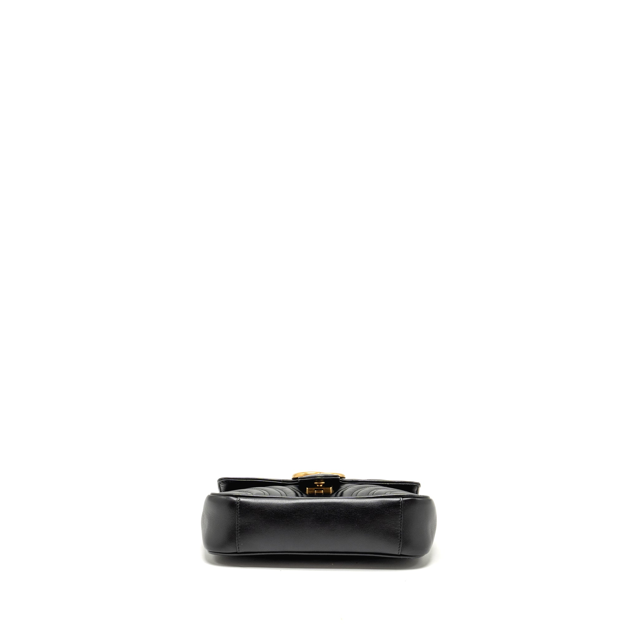 GUCCI Mini GG Marmont Shoulder Bag Calfskin Black