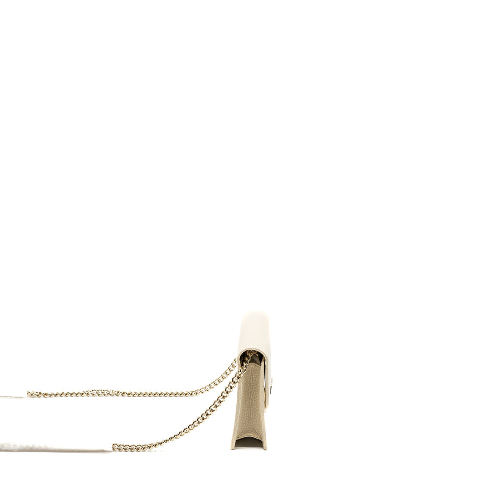 Gucci Interlocking G Crossbody Chain Bag Wallet leather White L