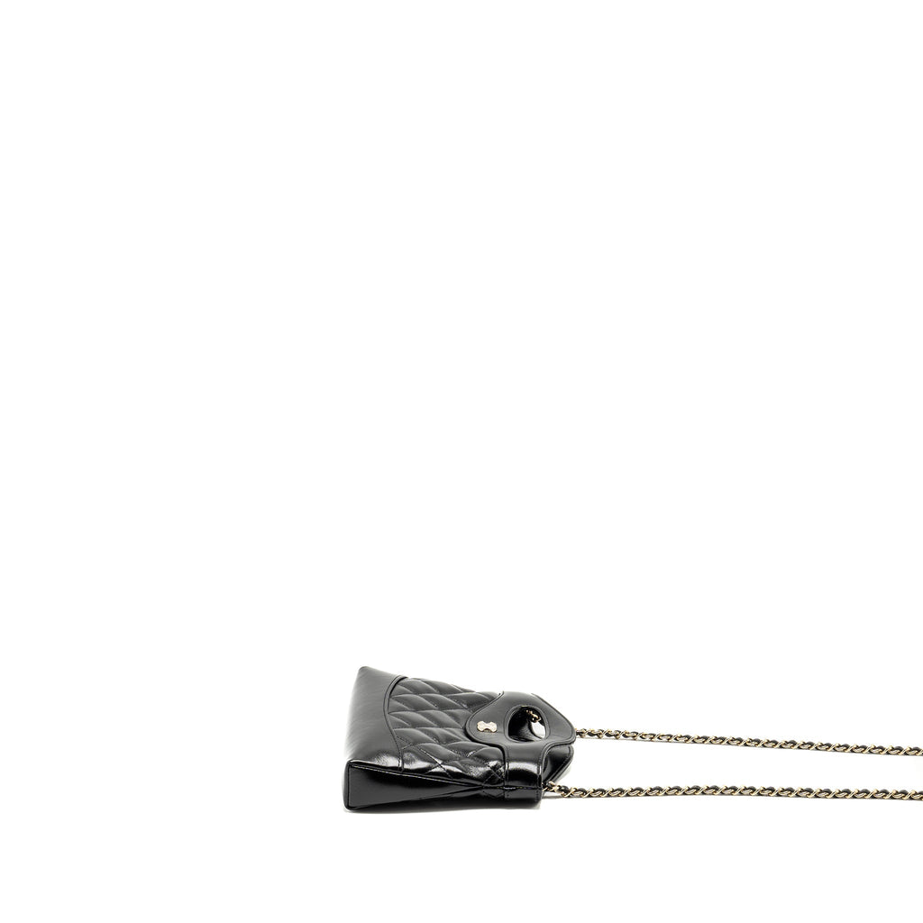 CHANEL Mini 31 Clutch With Chain Shiny Lambskin Black L (Microchip)