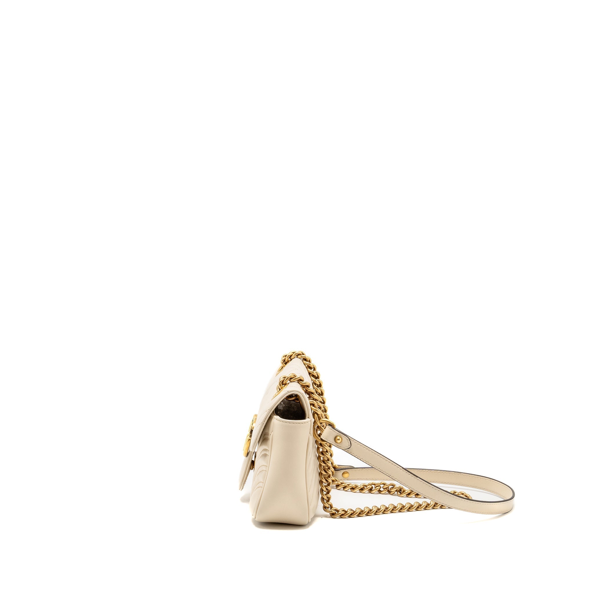Gucci Mini GG Marmont Shoulder Bag Calfskin White
