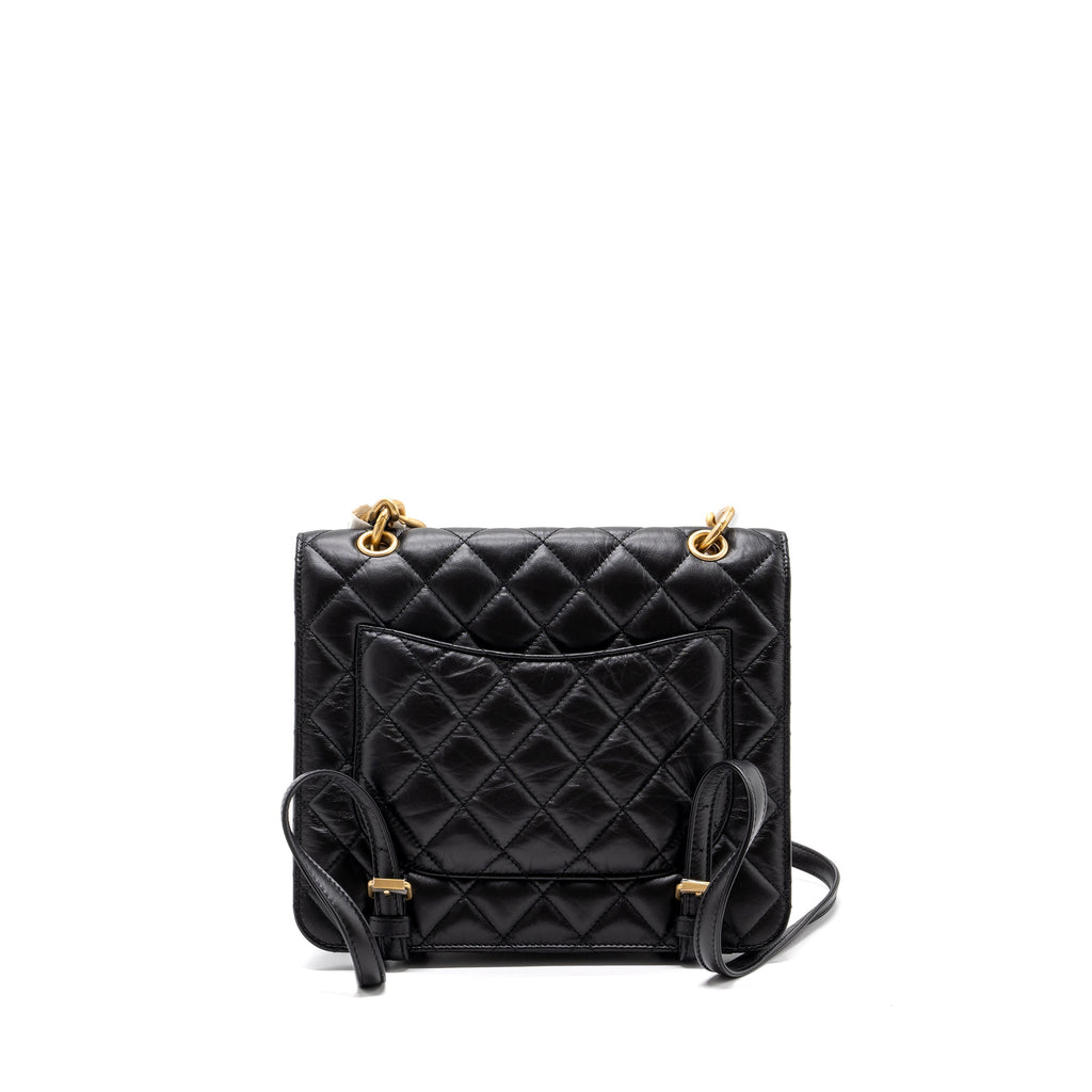 Chanel 23S flap backpack calfskin black brushed  (microchip)