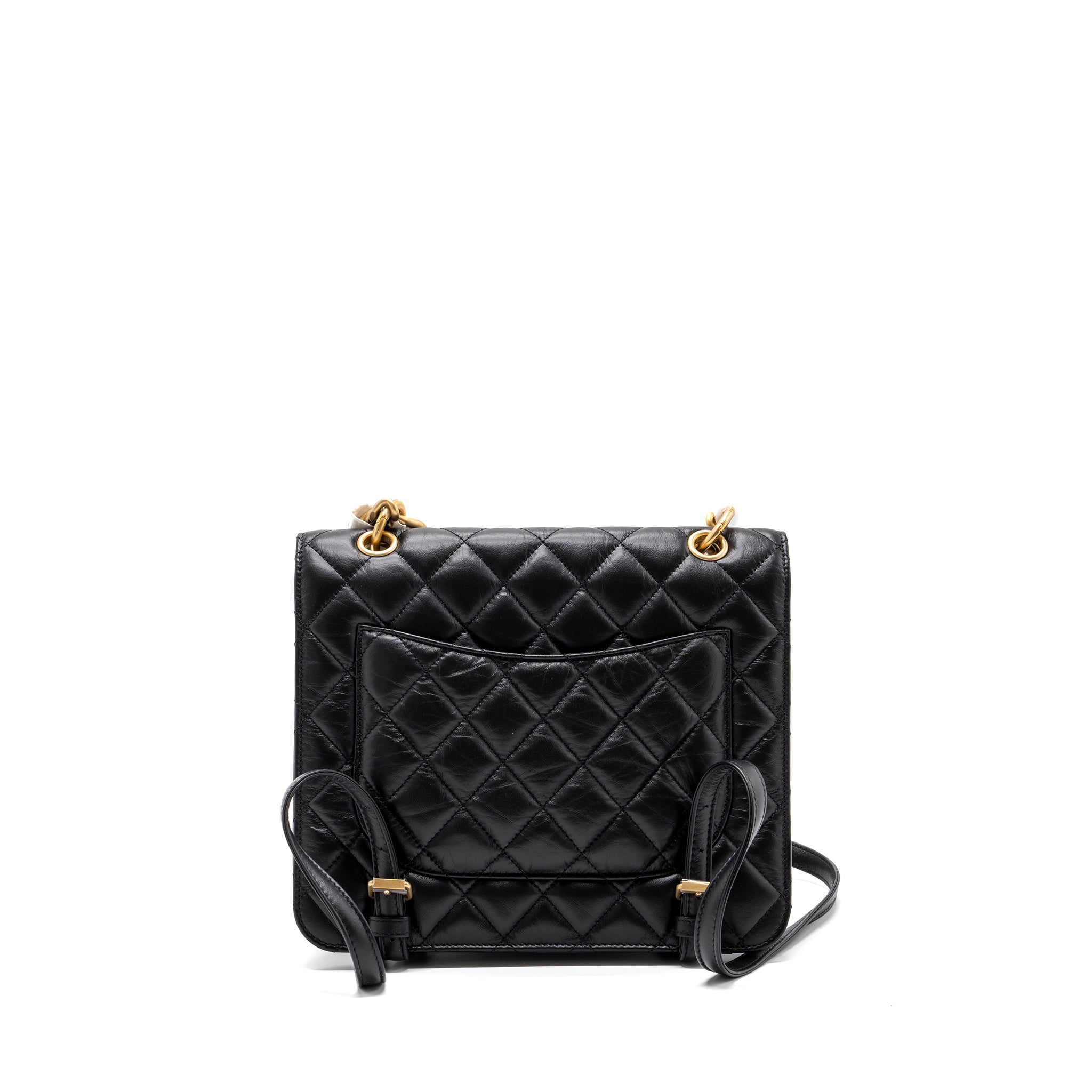 Chanel 23S flap backpack calfskin black brushed  (microchip)