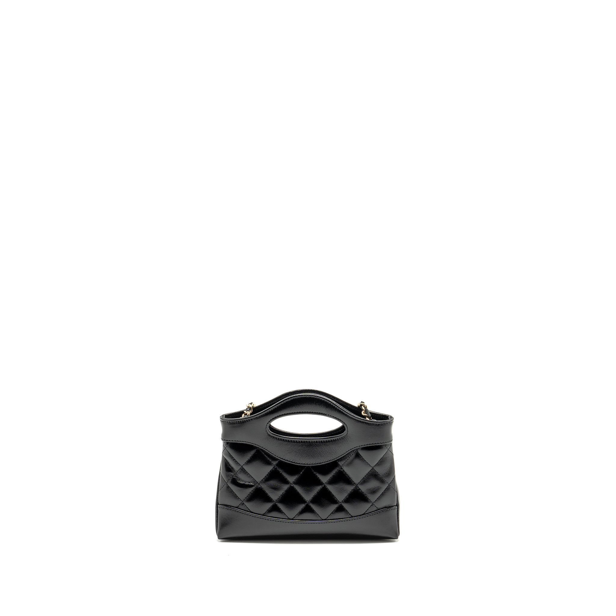 CHANEL Mini 31 Clutch With Chain Shiny Lambskin Black L (Microchip)