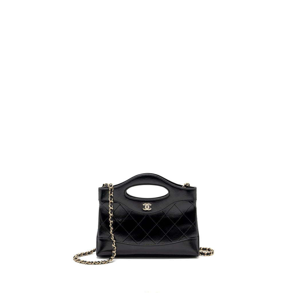 Chanel 24C mini 31 clutch with chain shiny calfskin black L (microchip)