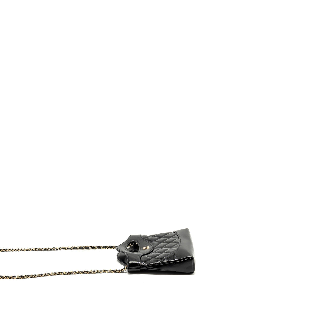 CHANEL 24S Mini 31 Clutch with Chain Shiny Lambskin Black L (microchip)