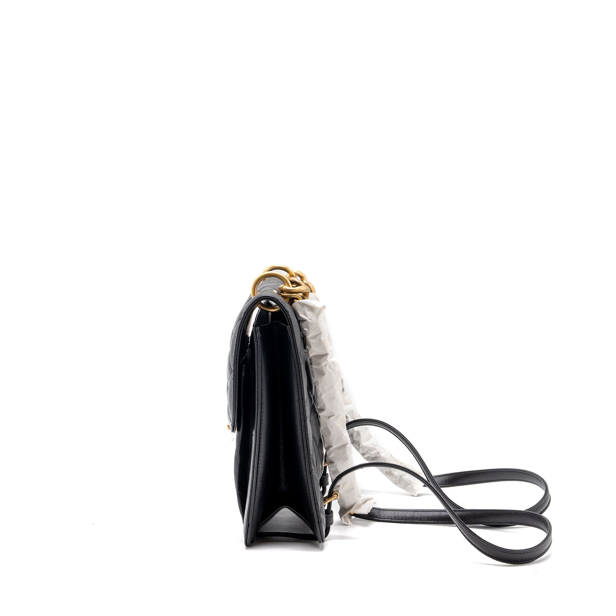 Chanel 23S flap backpack calfskin black brushed  (microchip)
