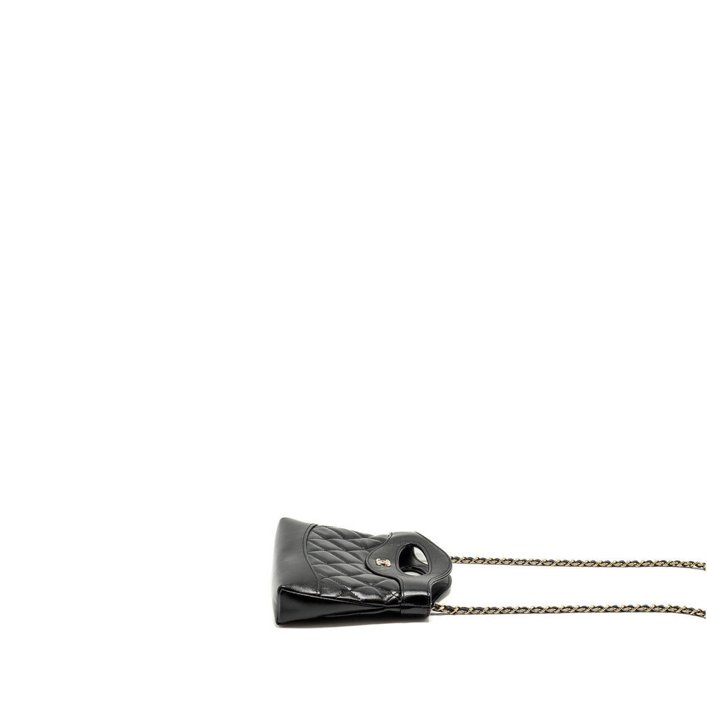 CHANEL 24S Mini 31 Clutch with Chain Shiny Lambskin Black L (microchip)