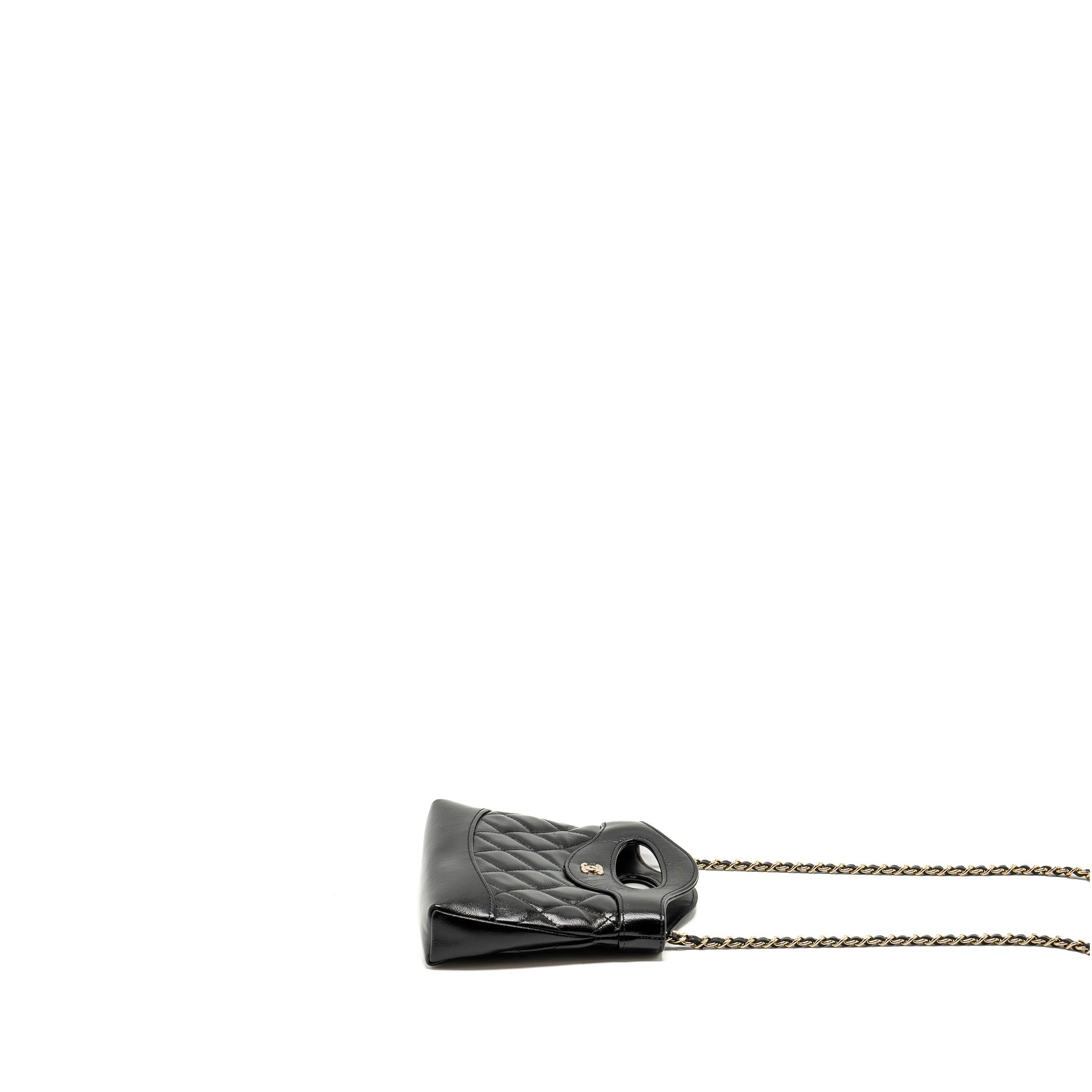 CHANEL 24S Mini 31 Clutch with Chain Shiny Lambskin Black L (microchip)