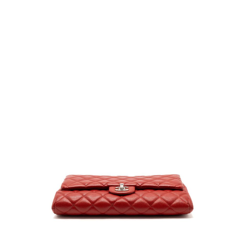 Chanel Timeless Flap Clutch With Chain Caviar Red