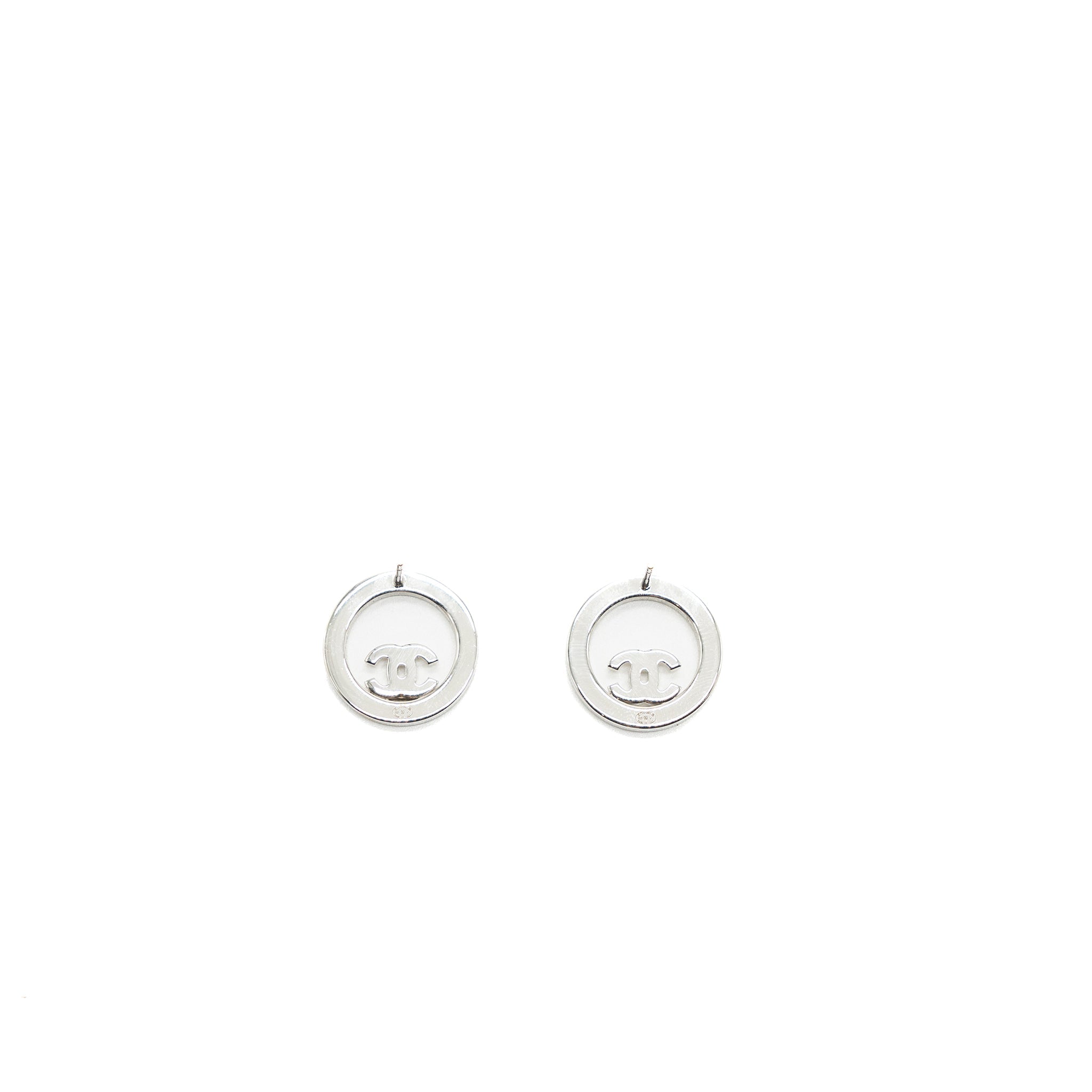 Chanel Round CC Logo Earrings Crystal
