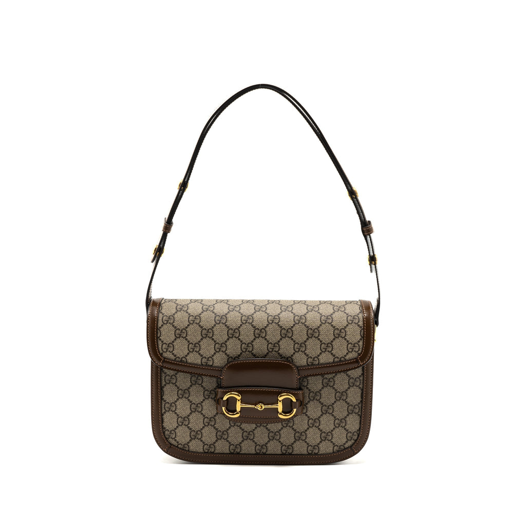Gucci Horsebit 1955 Shoulder Bag GG Supreme Canvas/ Leather Brown