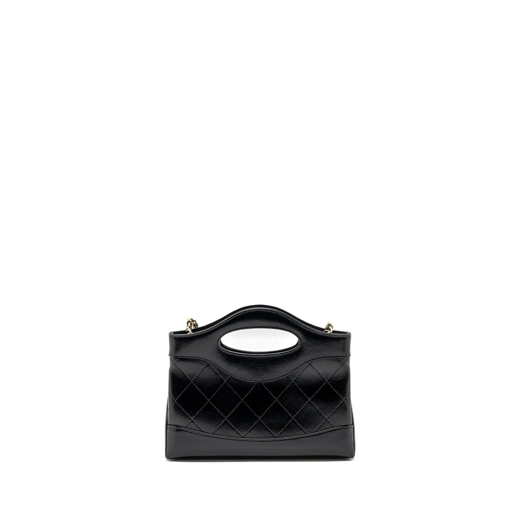 Chanel 24c Mini 31 Clutch With Chain Shiny Calfskin  Black L(Microchip)