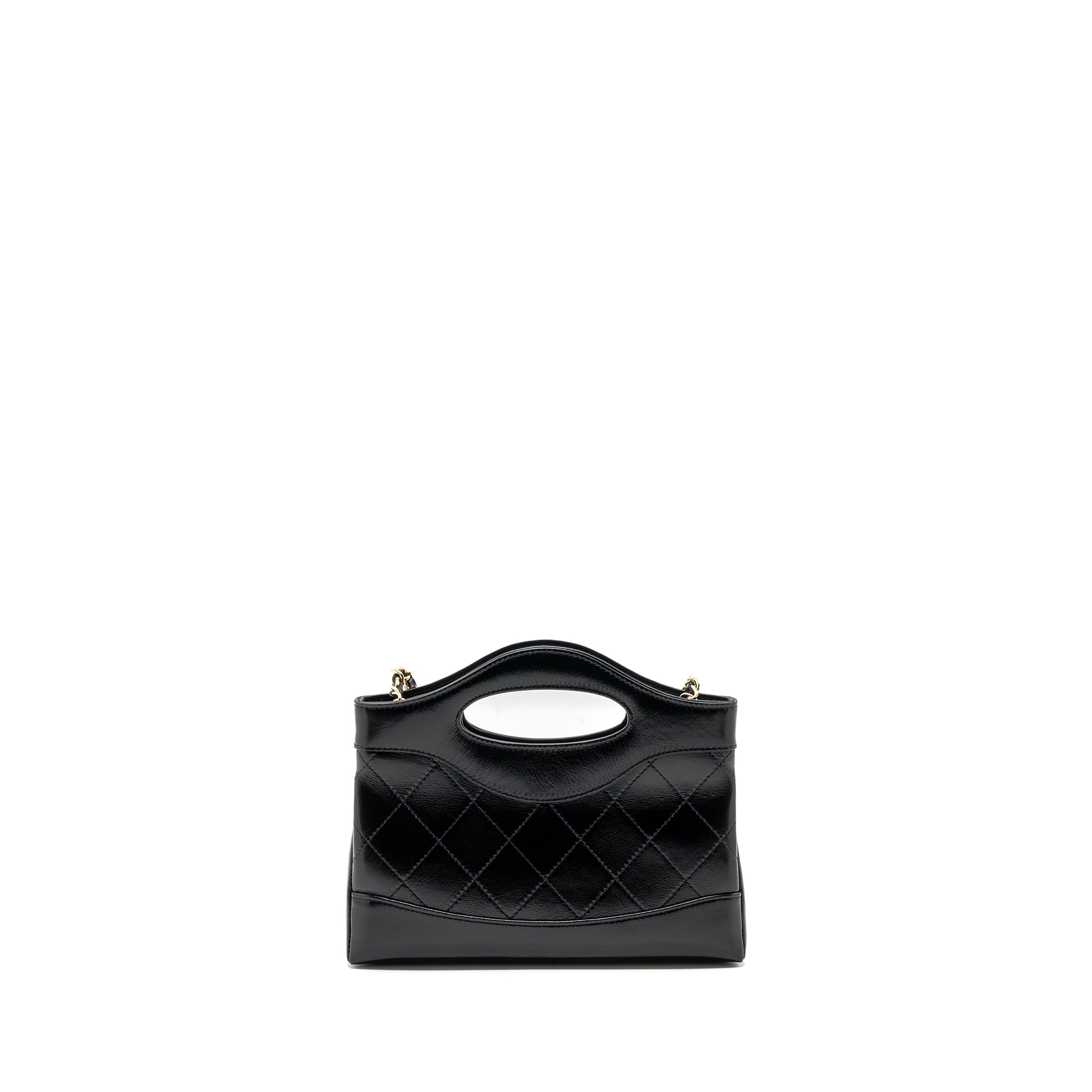Chanel 24c Mini 31 Clutch With Chain Shiny Calfskin  Black L(Microchip)