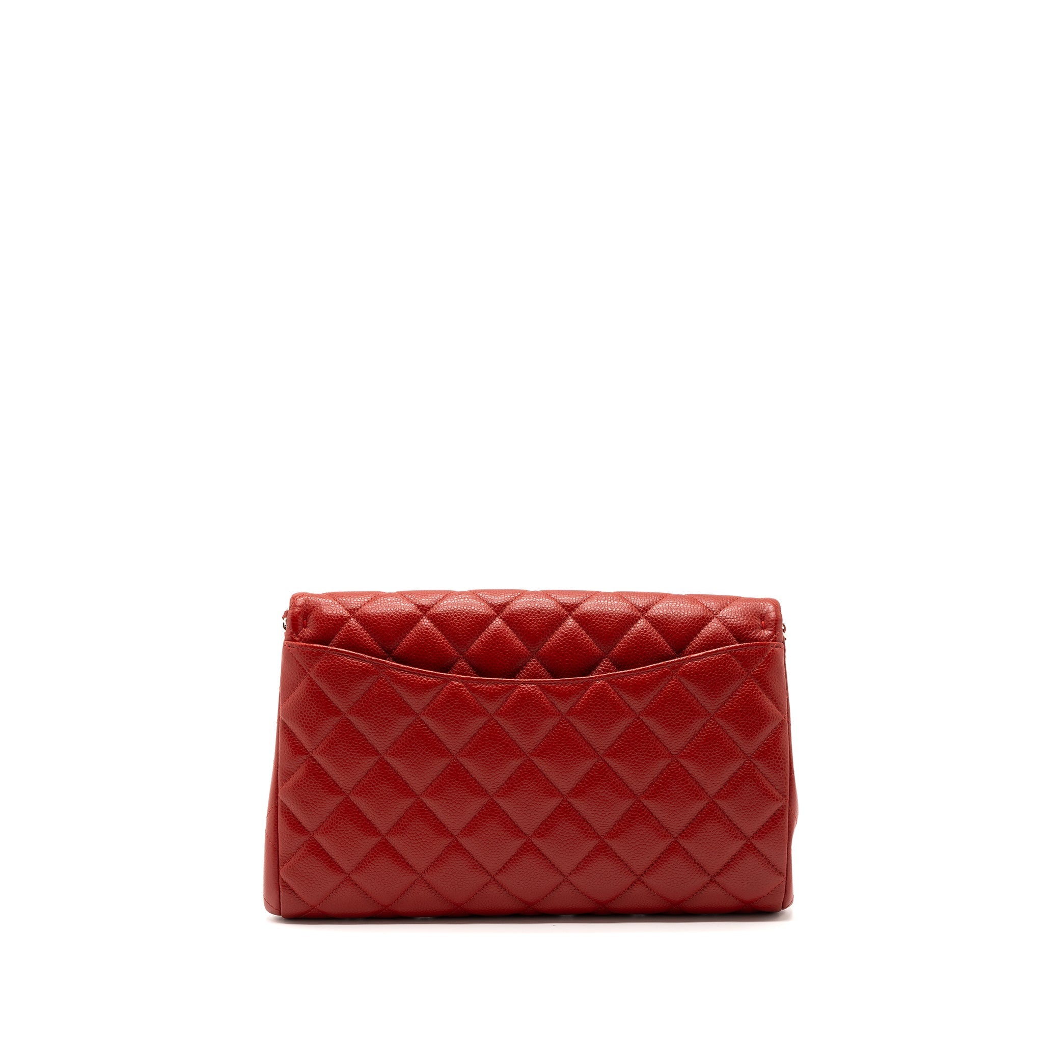 Chanel Timeless Flap Clutch With Chain Caviar Red